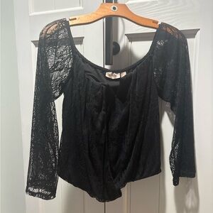 Willow and Root Elegant Black Lace Women's Blouse